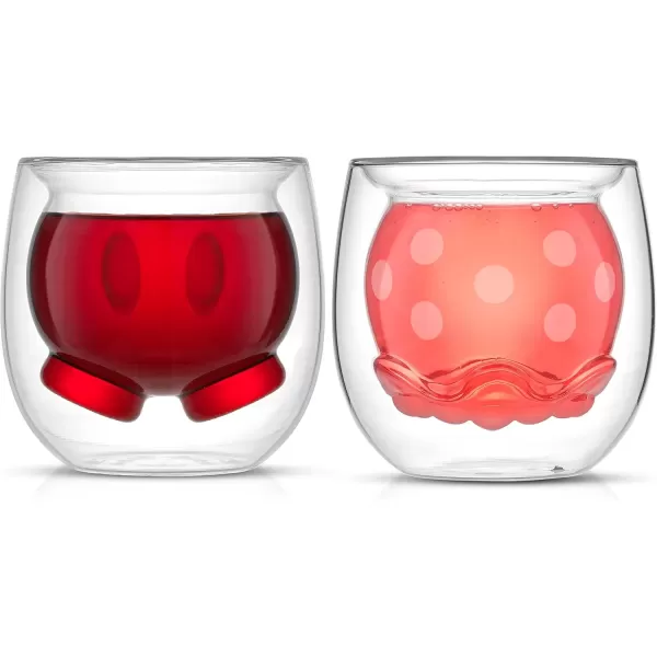 imageJoyJolt Mickey Pants and Minnie Skirt 3D 74oz Double Wall Glass Coffee Cups 2pc Disney Coffee Mug Espresso Cups and Tea Cups Collection of Double Wall Glasses and Disney Gifts74 Oz