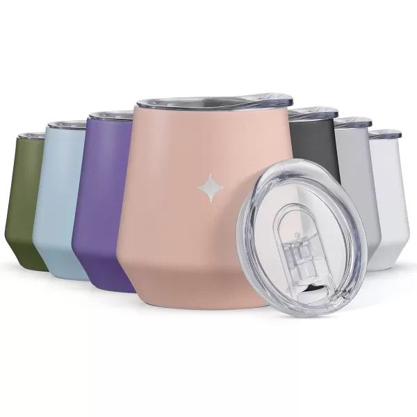 imageJoyJolt TriInsulated Wine Tumbler with Lid Pack 12 oz Tumbler Slider and Straw Lids Vacuum Double Walled Stainless Steel Stemless Wine Glass Copper Lined for Very Cold Drinks Travel and CampingBlush Pink
