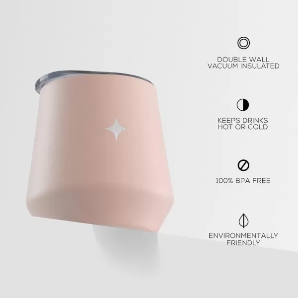 imageJoyJolt TriInsulated Wine Tumbler with Lid Pack 12 oz Tumbler Slider and Straw Lids Vacuum Double Walled Stainless Steel Stemless Wine Glass Copper Lined for Very Cold Drinks Travel and CampingBlush Pink