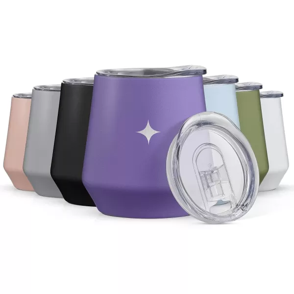 imageJoyJolt TriInsulated Wine Tumbler with Lid Pack 12 oz Tumbler Slider and Straw Lids Vacuum Double Walled Stainless Steel Stemless Wine Glass Copper Lined for Very Cold Drinks Travel and CampingLilac Purple