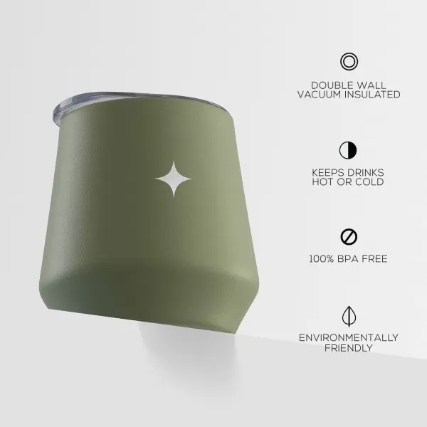 imageJoyJolt TriInsulated Wine Tumbler with Lid Pack 12 oz Tumbler Slider and Straw Lids Vacuum Double Walled Stainless Steel Stemless Wine Glass Copper Lined for Very Cold Drinks Travel and CampingForest Green
