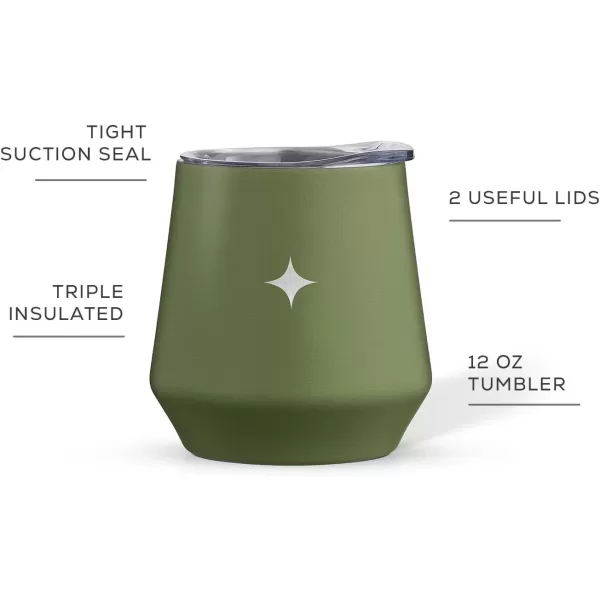 imageJoyJolt TriInsulated Wine Tumbler with Lid Pack 12 oz Tumbler Slider and Straw Lids Vacuum Double Walled Stainless Steel Stemless Wine Glass Copper Lined for Very Cold Drinks Travel and CampingForest Green