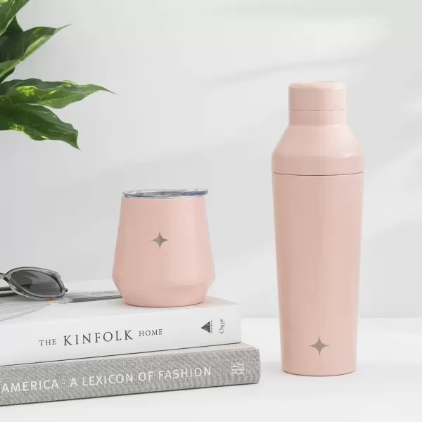 imageJoyJolt TriInsulated Wine Tumbler with Lid Pack 12 oz Tumbler Slider and Straw Lids Vacuum Double Walled Stainless Steel Stemless Wine Glass Copper Lined for Very Cold Drinks Travel and CampingBlush Pink