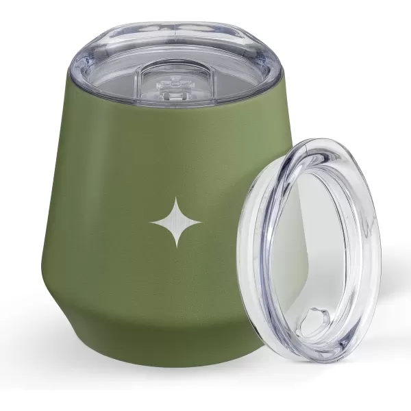 imageJoyJolt TriInsulated Wine Tumbler with Lid Pack 12 oz Tumbler Slider and Straw Lids Vacuum Double Walled Stainless Steel Stemless Wine Glass Copper Lined for Very Cold Drinks Travel and CampingForest Green