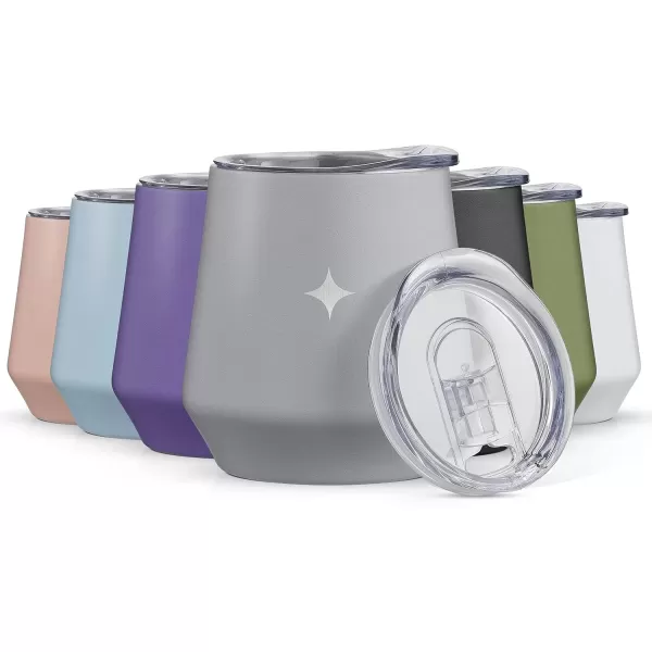 imageJoyJolt TriInsulated Wine Tumbler with Lid Pack 12 oz Tumbler Slider and Straw Lids Vacuum Double Walled Stainless Steel Stemless Wine Glass Copper Lined for Very Cold Drinks Travel and CampingDove Grey