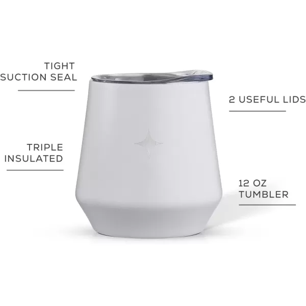 imageJoyJolt TriInsulated Wine Tumbler with Lid Pack 12 oz Tumbler Slider and Straw Lids Vacuum Double Walled Stainless Steel Stemless Wine Glass Copper Lined for Very Cold Drinks Travel and CampingMatte White