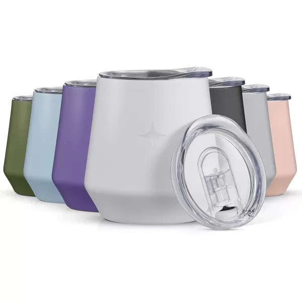 imageJoyJolt TriInsulated Wine Tumbler with Lid Pack 12 oz Tumbler Slider and Straw Lids Vacuum Double Walled Stainless Steel Stemless Wine Glass Copper Lined for Very Cold Drinks Travel and CampingMatte White
