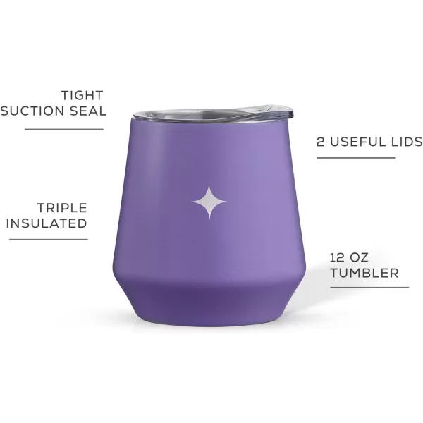 imageJoyJolt TriInsulated Wine Tumbler with Lid Pack 12 oz Tumbler Slider and Straw Lids Vacuum Double Walled Stainless Steel Stemless Wine Glass Copper Lined for Very Cold Drinks Travel and CampingLilac Purple