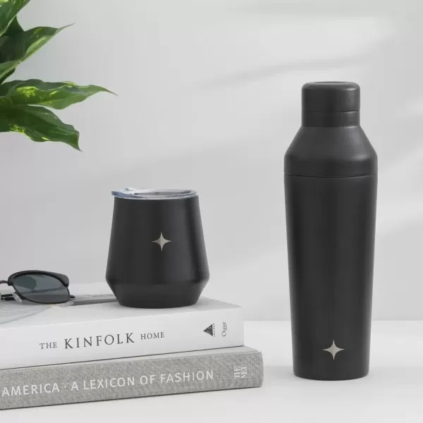 imageJoyJolt TriInsulated Wine Tumbler with Lid Pack 12 oz Tumbler Slider and Straw Lids Vacuum Double Walled Stainless Steel Stemless Wine Glass Copper Lined for Very Cold Drinks Travel and CampingMatte Black