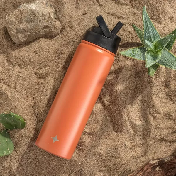 imageJoyJolt Triple Insulated Water Bottle with Straw Lid AND Flip Lid 32oz Large Water Bottle 12 Hour HotCold Vacuum Insulated Stainless Steel Bottle BPAFree Leakproof Water Bottles  Thermos BottleTerracotta