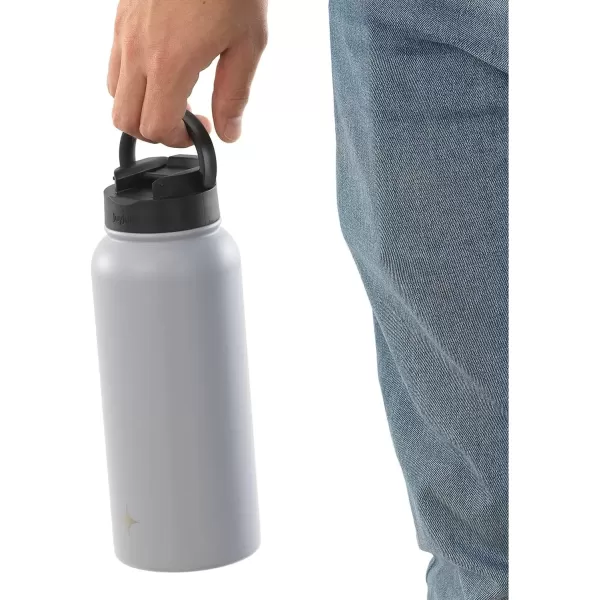 imageJoyJolt Triple Insulated Water Bottle with Straw Lid AND Flip Lid 32oz Large Water Bottle 12 Hour HotCold Vacuum Insulated Stainless Steel Bottle BPAFree Leakproof Water Bottles  Thermos BottleDove Grey