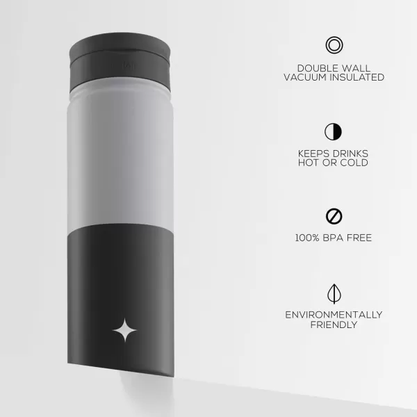 imageJoyJolt Triple Insulated Water Bottle with Straw Lid AND Flip Lid 32oz Large Water Bottle 12 Hour HotCold Vacuum Insulated Stainless Steel Bottle BPAFree Leakproof Water Bottles  Thermos BottleGrayBlack