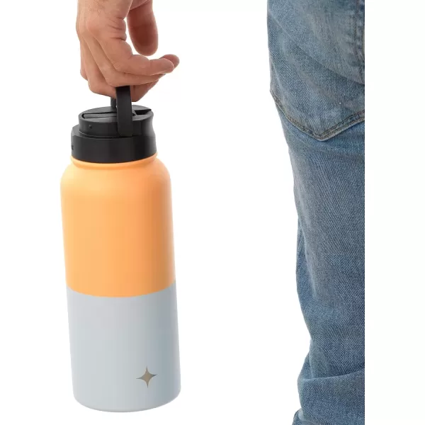 imageJoyJolt Triple Insulated Water Bottle with Straw Lid AND Flip Lid 32oz Large Water Bottle 12 Hour HotCold Vacuum Insulated Stainless Steel Bottle BPAFree Leakproof Water Bottles  Thermos BottleOrangeBlue