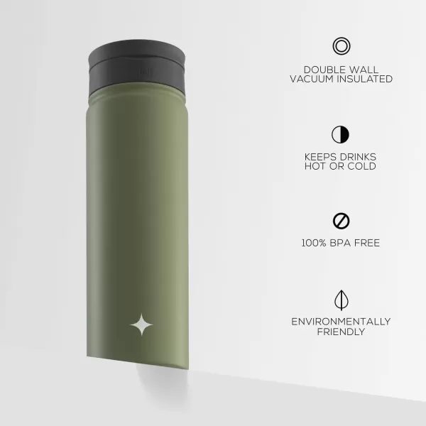 imageJoyJolt Triple Insulated Water Bottle with Straw Lid AND Flip Lid 32oz Large Water Bottle 12 Hour HotCold Vacuum Insulated Stainless Steel Bottle BPAFree Leakproof Water Bottles  Thermos BottleForest Green