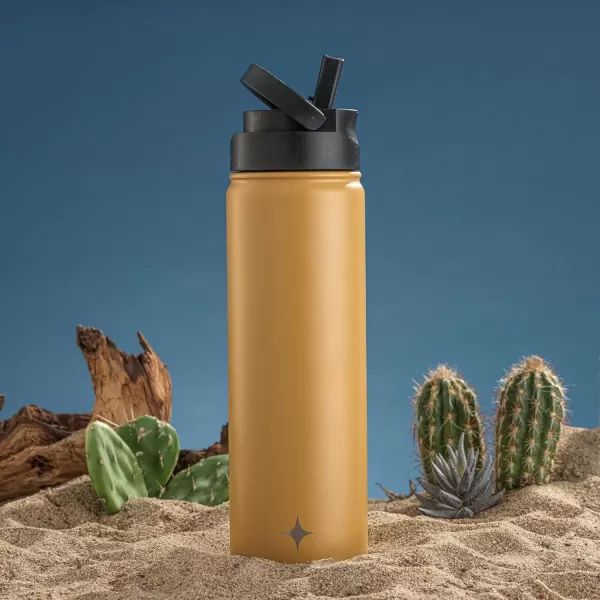 imageJoyJolt Triple Insulated Water Bottle with Straw Lid AND Flip Lid 32oz Large Water Bottle 12 Hour HotCold Vacuum Insulated Stainless Steel Bottle BPAFree Leakproof Water Bottles  Thermos BottleGoldenrod