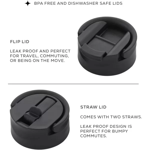 imageJoyJolt Triple Insulated Water Bottle with Straw Lid AND Flip Lid 32oz Large Water Bottle 12 Hour HotCold Vacuum Insulated Stainless Steel Bottle BPAFree Leakproof Water Bottles  Thermos BottleGrayBlack