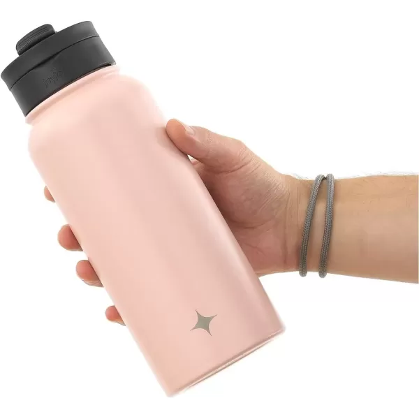 imageJoyJolt Triple Insulated Water Bottle with Straw Lid AND Flip Lid 32oz Large Water Bottle 12 Hour HotCold Vacuum Insulated Stainless Steel Bottle BPAFree Leakproof Water Bottles  Thermos BottleBlush Pink