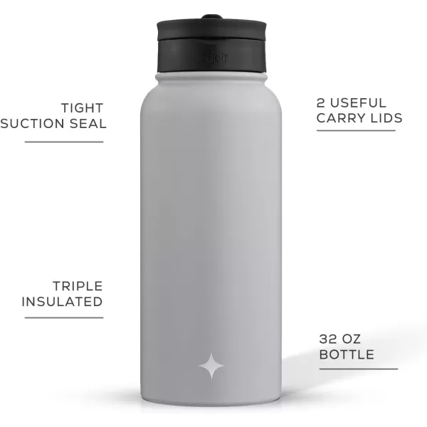 imageJoyJolt Triple Insulated Water Bottle with Straw Lid AND Flip Lid 32oz Large Water Bottle 12 Hour HotCold Vacuum Insulated Stainless Steel Bottle BPAFree Leakproof Water Bottles  Thermos BottleDove Grey