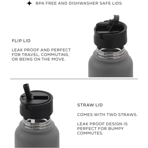 imageJoyJolt Triple Insulated Water Bottle with Straw Lid AND Flip Lid 32oz Large Water Bottle 12 Hour HotCold Vacuum Insulated Stainless Steel Bottle BPAFree Leakproof Water Bottles  Thermos BottleBlush Pink