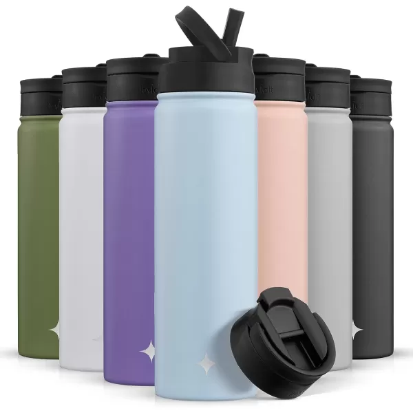 imageJoyJolt Triple Insulated Water Bottle with Straw Lid AND Flip Lid 32oz Large Water Bottle 12 Hour HotCold Vacuum Insulated Stainless Steel Bottle BPAFree Leakproof Water Bottles  Thermos BottleCloud Blue