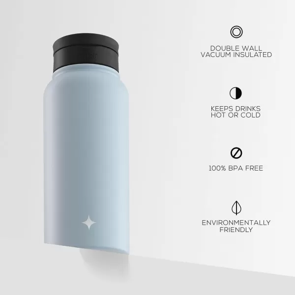 imageJoyJolt Triple Insulated Water Bottle with Straw Lid AND Flip Lid 32oz Large Water Bottle 12 Hour HotCold Vacuum Insulated Stainless Steel Bottle BPAFree Leakproof Water Bottles  Thermos BottleCloud Blue