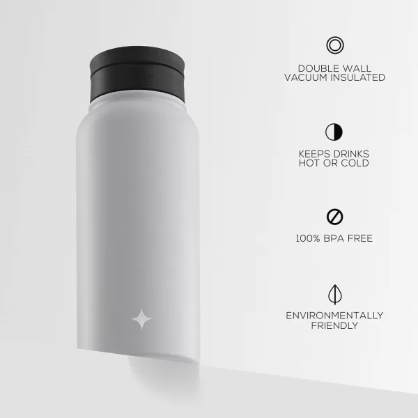 imageJoyJolt Triple Insulated Water Bottle with Straw Lid AND Flip Lid 32oz Large Water Bottle 12 Hour HotCold Vacuum Insulated Stainless Steel Bottle BPAFree Leakproof Water Bottles  Thermos BottleMatte White