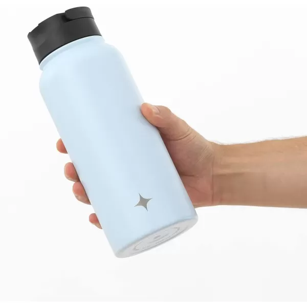 imageJoyJolt Triple Insulated Water Bottle with Straw Lid AND Flip Lid 32oz Large Water Bottle 12 Hour HotCold Vacuum Insulated Stainless Steel Bottle BPAFree Leakproof Water Bottles  Thermos BottleCloud Blue