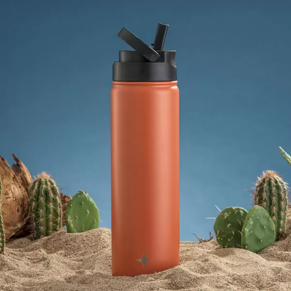 imageJoyJolt Triple Insulated Water Bottle with Straw Lid AND Flip Lid 32oz Large Water Bottle 12 Hour HotCold Vacuum Insulated Stainless Steel Bottle BPAFree Leakproof Water Bottles  Thermos BottleTerracotta