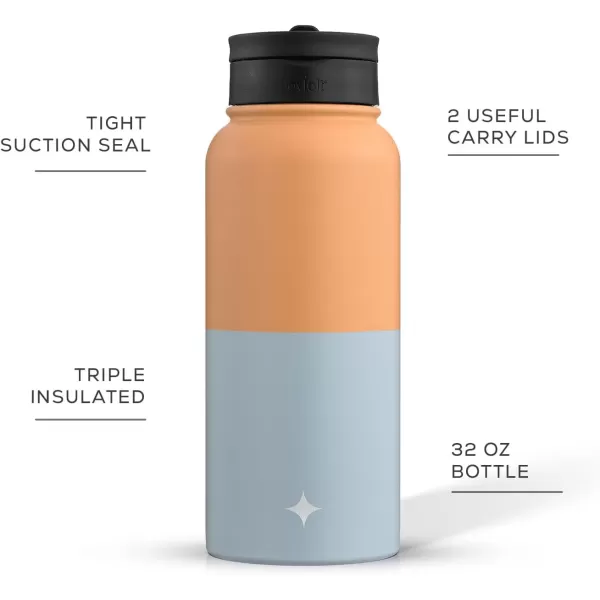 imageJoyJolt Triple Insulated Water Bottle with Straw Lid AND Flip Lid 32oz Large Water Bottle 12 Hour HotCold Vacuum Insulated Stainless Steel Bottle BPAFree Leakproof Water Bottles  Thermos BottleOrangeBlue