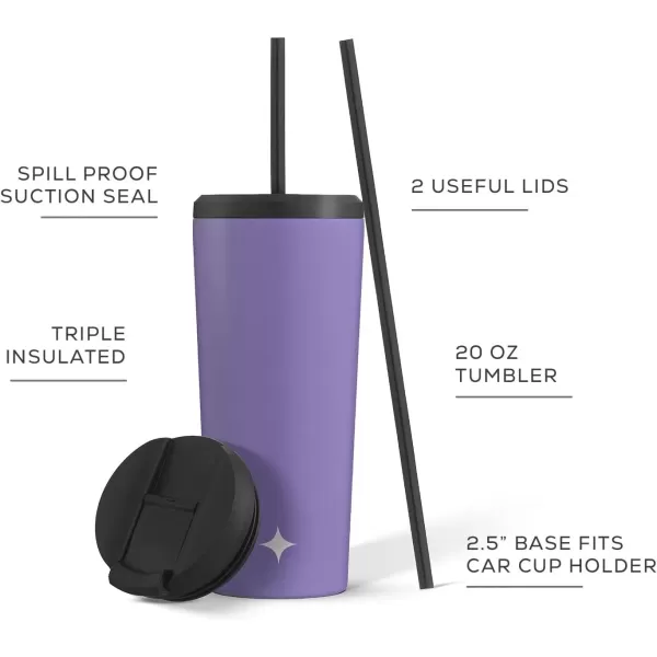 imageJoyJolt Vacuum Insulated 24 oz Tumbler with Lid and Straw 2 Each Vacuum Double Wall Stainless Steel Tumbler Copper Lined for 12Hr HoldCold Drinks Leakproof Water Bottle Tea or Iced Coffee CupLilac Purple