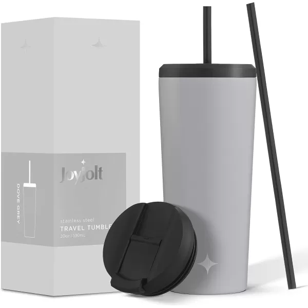 imageJoyJolt Vacuum Insulated 24 oz Tumbler with Lid and Straw 2 Each Vacuum Double Wall Stainless Steel Tumbler Copper Lined for 12Hr HoldCold Drinks Leakproof Water Bottle Tea or Iced Coffee CupDovey Grey