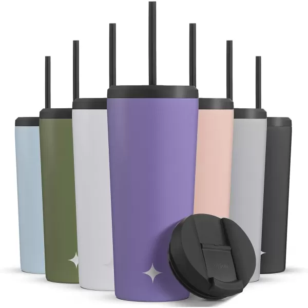imageJoyJolt Vacuum Insulated 24 oz Tumbler with Lid and Straw 2 Each Vacuum Double Wall Stainless Steel Tumbler Copper Lined for 12Hr HoldCold Drinks Leakproof Water Bottle Tea or Iced Coffee CupLilac Purple