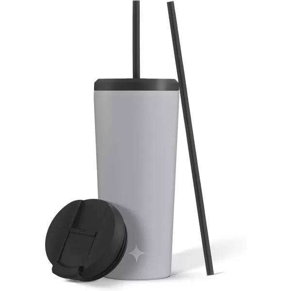 imageJoyJolt Vacuum Insulated 24 oz Tumbler with Lid and Straw 2 Each Vacuum Double Wall Stainless Steel Tumbler Copper Lined for 12Hr HoldCold Drinks Leakproof Water Bottle Tea or Iced Coffee CupDovey Grey
