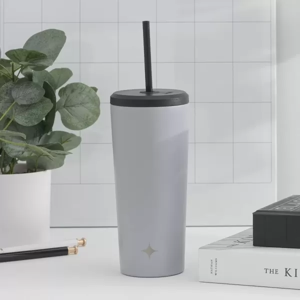 imageJoyJolt Vacuum Insulated 24 oz Tumbler with Lid and Straw 2 Each Vacuum Double Wall Stainless Steel Tumbler Copper Lined for 12Hr HoldCold Drinks Leakproof Water Bottle Tea or Iced Coffee CupDovey Grey