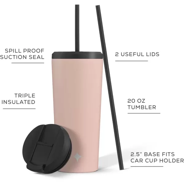 imageJoyJolt Vacuum Insulated 24 oz Tumbler with Lid and Straw 2 Each Vacuum Double Wall Stainless Steel Tumbler Copper Lined for 12Hr HoldCold Drinks Leakproof Water Bottle Tea or Iced Coffee CupBlush Pink
