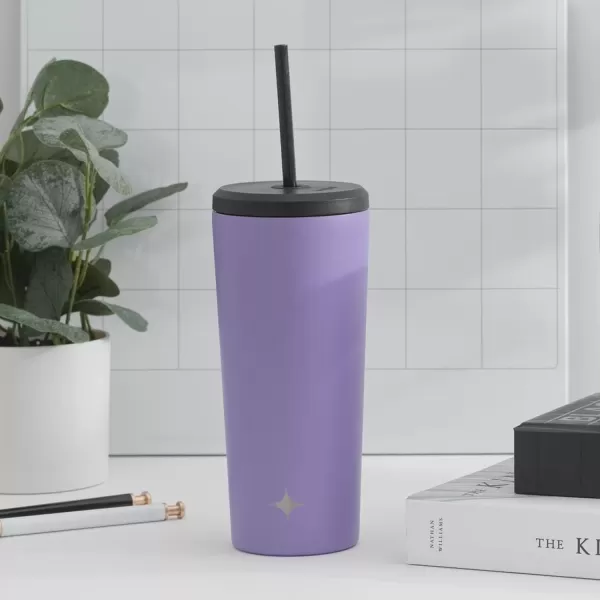 imageJoyJolt Vacuum Insulated 24 oz Tumbler with Lid and Straw 2 Each Vacuum Double Wall Stainless Steel Tumbler Copper Lined for 12Hr HoldCold Drinks Leakproof Water Bottle Tea or Iced Coffee CupLilac Purple