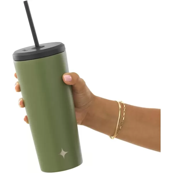 imageJoyJolt Vacuum Insulated 24 oz Tumbler with Lid and Straw 2 Each Vacuum Double Wall Stainless Steel Tumbler Copper Lined for 12Hr HoldCold Drinks Leakproof Water Bottle Tea or Iced Coffee CupForest Green