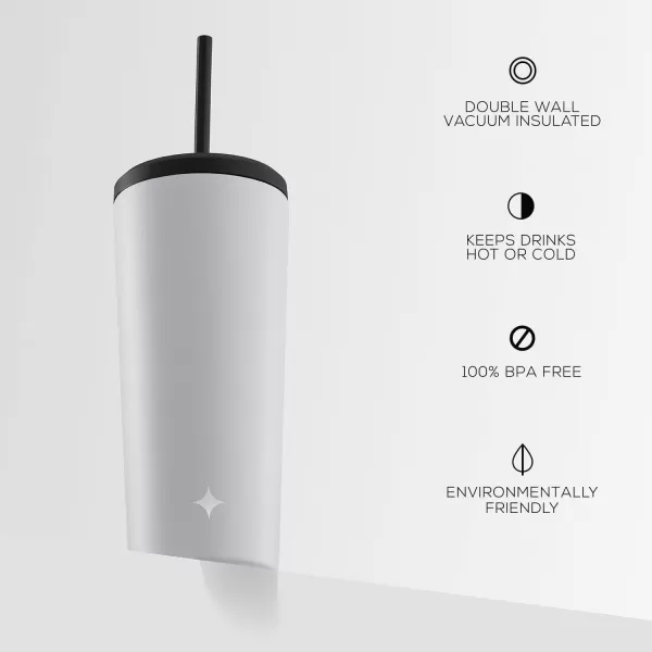 imageJoyJolt Vacuum Insulated 24 oz Tumbler with Lid and Straw 2 Each Vacuum Double Wall Stainless Steel Tumbler Copper Lined for 12Hr HoldCold Drinks Leakproof Water Bottle Tea or Iced Coffee CupMatte White