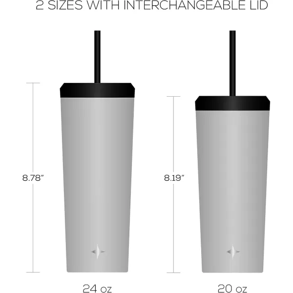 imageJoyJolt Vacuum Insulated 24 oz Tumbler with Lid and Straw 2 Each Vacuum Double Wall Stainless Steel Tumbler Copper Lined for 12Hr HoldCold Drinks Leakproof Water Bottle Tea or Iced Coffee CupDovey Grey