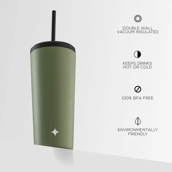 imageJoyJolt Vacuum Insulated 24 oz Tumbler with Lid and Straw 2 Each Vacuum Double Wall Stainless Steel Tumbler Copper Lined for 12Hr HoldCold Drinks Leakproof Water Bottle Tea or Iced Coffee CupForest Green