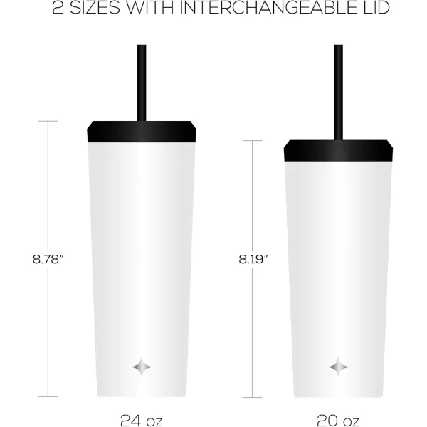 imageJoyJolt Vacuum Insulated 24 oz Tumbler with Lid and Straw 2 Each Vacuum Double Wall Stainless Steel Tumbler Copper Lined for 12Hr HoldCold Drinks Leakproof Water Bottle Tea or Iced Coffee CupMatte White