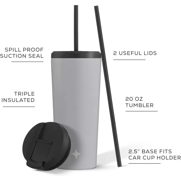 imageJoyJolt Vacuum Insulated 24 oz Tumbler with Lid and Straw 2 Each Vacuum Double Wall Stainless Steel Tumbler Copper Lined for 12Hr HoldCold Drinks Leakproof Water Bottle Tea or Iced Coffee CupDovey Grey