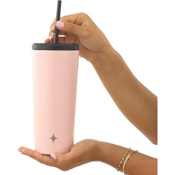 imageJoyJolt Vacuum Insulated 24 oz Tumbler with Lid and Straw 2 Each Vacuum Double Wall Stainless Steel Tumbler Copper Lined for 12Hr HoldCold Drinks Leakproof Water Bottle Tea or Iced Coffee CupBlush Pink