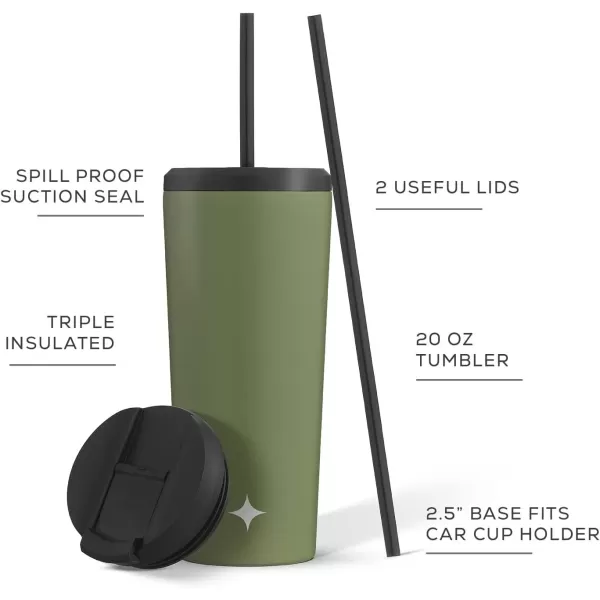 imageJoyJolt Vacuum Insulated 24 oz Tumbler with Lid and Straw 2 Each Vacuum Double Wall Stainless Steel Tumbler Copper Lined for 12Hr HoldCold Drinks Leakproof Water Bottle Tea or Iced Coffee CupForest Green