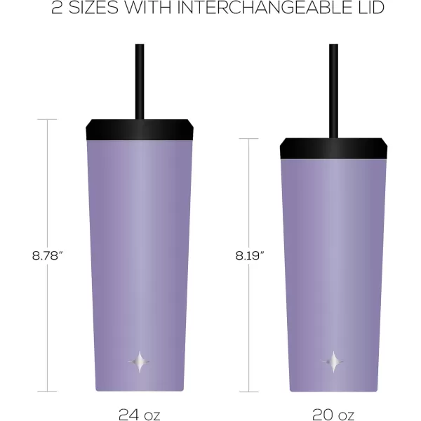 imageJoyJolt Vacuum Insulated 24 oz Tumbler with Lid and Straw 2 Each Vacuum Double Wall Stainless Steel Tumbler Copper Lined for 12Hr HoldCold Drinks Leakproof Water Bottle Tea or Iced Coffee CupLilac Purple