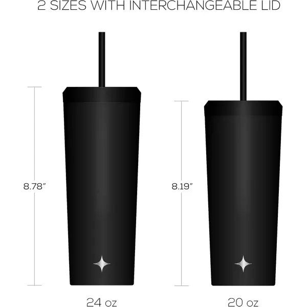 imageJoyJolt Vacuum Insulated 24 oz Tumbler with Lid and Straw 2 Each Vacuum Double Wall Stainless Steel Tumbler Copper Lined for 12Hr HoldCold Drinks Leakproof Water Bottle Tea or Iced Coffee CupMatte Black
