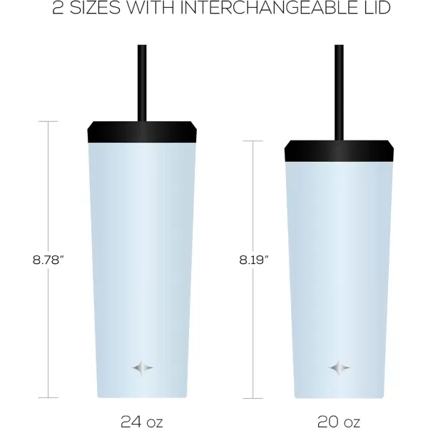 imageJoyJolt Vacuum Insulated 24 oz Tumbler with Lid and Straw 2 Each Vacuum Double Wall Stainless Steel Tumbler Copper Lined for 12Hr HoldCold Drinks Leakproof Water Bottle Tea or Iced Coffee CupCloud Blue