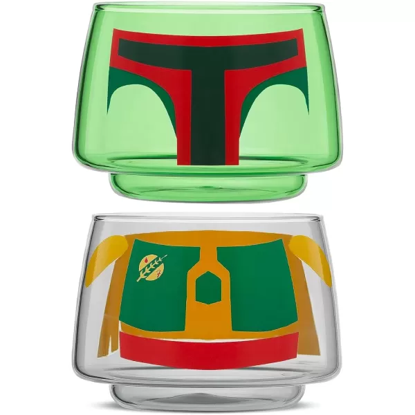 imageJoyJolt Character Stackable Star Wars Drinking Glasses 8oz Stormtrooper Glass Set of 2 with Head and Body Fun Glass Tumblers Star Wars Glassware and Star Wars Merchandise for Bar or KitchenBobba Fett