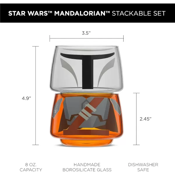 imageJoyJolt Character Stackable Star Wars Drinking Glasses 8oz Stormtrooper Glass Set of 2 with Head and Body Fun Glass Tumblers Star Wars Glassware and Star Wars Merchandise for Bar or KitchenThe Mandalorian