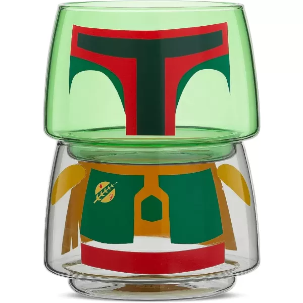 imageJoyJolt Character Stackable Star Wars Drinking Glasses 8oz Stormtrooper Glass Set of 2 with Head and Body Fun Glass Tumblers Star Wars Glassware and Star Wars Merchandise for Bar or KitchenBobba Fett